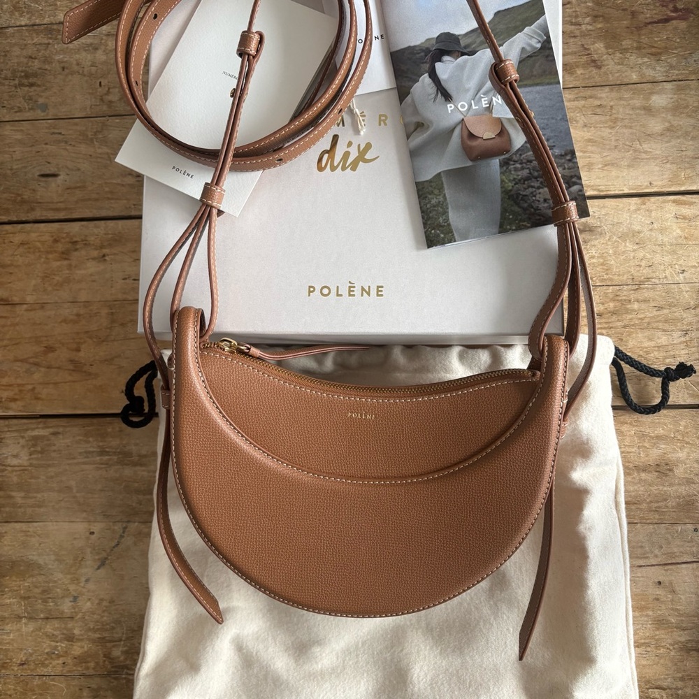 Polène numéro dix camel textured leather